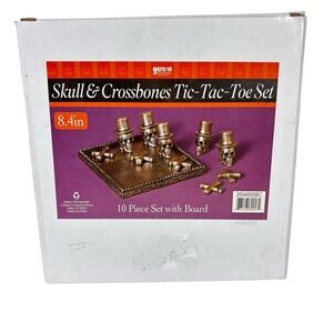 Skull & Crossbones Tic-Tac-Toe Set/ 10 Pieces Plus Board Heavy Metal